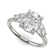 Brisa Cushion Cut Pave Cluster 4 Prong Engagement Ring Setting - Nivetta